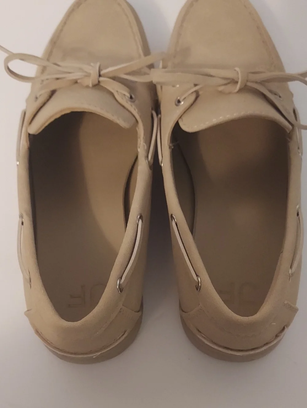 JustFab Faux Suede Boat Shoe Beige Tan Cream Size 7